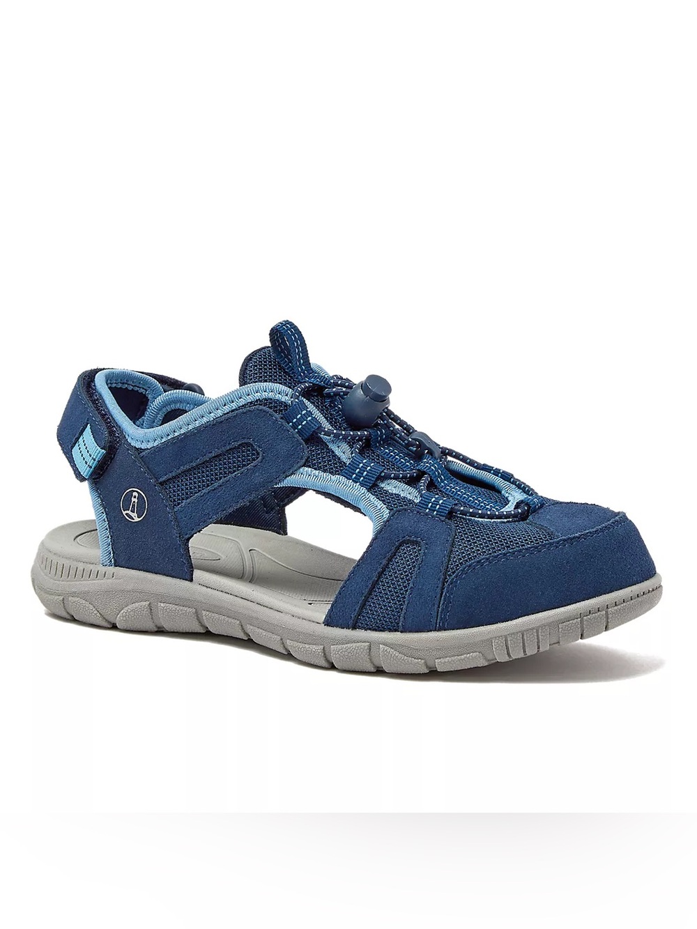 Like New 7.5 Lands End Navy Closed Toe Sport Sandals w/ Bungee Laces (ABBA)
